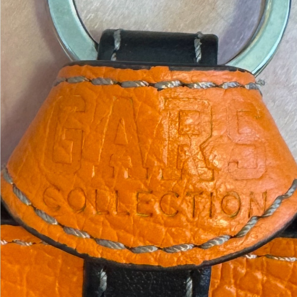 Italian Leather Mini Shirt / Jacket Keychain – Orange & Black - Picture 5 of 5